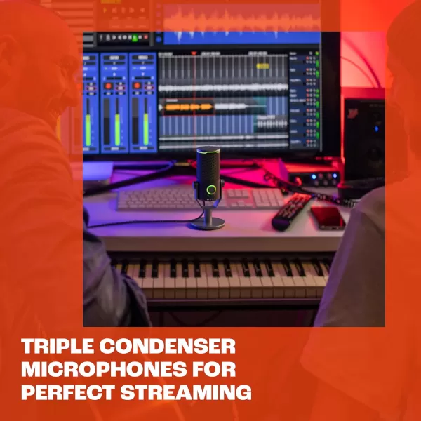JBL Quantum Stream Studio - Quad Pattern Premium USB Microphone for Streaming, Recording and Gaming, Triple Condenser Microphone, Dynamic Range Compressor, Easy Voice Monitoring 