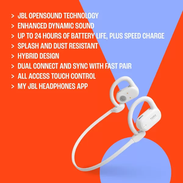 JBL SoundGear Sense - True wireless Open-ear headphones, OpenSound Technology, Splash and dust resistant, 4 mics for crisp, clear calls, Up to 24 hours of battery life, plus speed charge 
