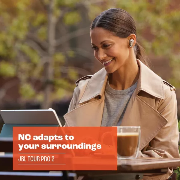 JBL Tour Pro 2 - True wireless Noise Cancelling earbuds with Smart Charging Case, 6-mic perfect calls with voice control, Up to 40hrs of playtime, Immersive Spatial Sound 