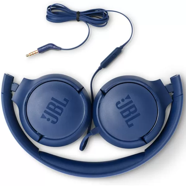 JBL Tune 500 - Wired on-ear headphones, JBL Pure Bass Sound, 1-button remote/mic, Tangle-free flat cable, Lightweight and foldable design, Ask Siri or Google Now 