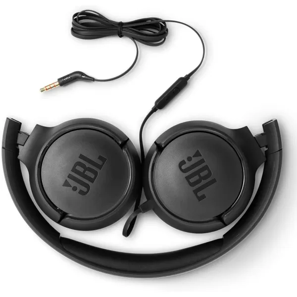 JBL Tune 500 - Wired on-ear headphones, JBL Pure Bass Sound, 1-button remote/mic, Tangle-free flat cable, Lightweight and foldable design, Ask Siri or Google Now 