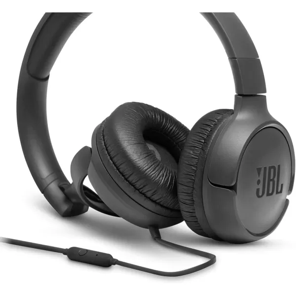 JBL Tune 500 - Wired on-ear headphones, JBL Pure Bass Sound, 1-button remote/mic, Tangle-free flat cable, Lightweight and foldable design, Ask Siri or Google Now 