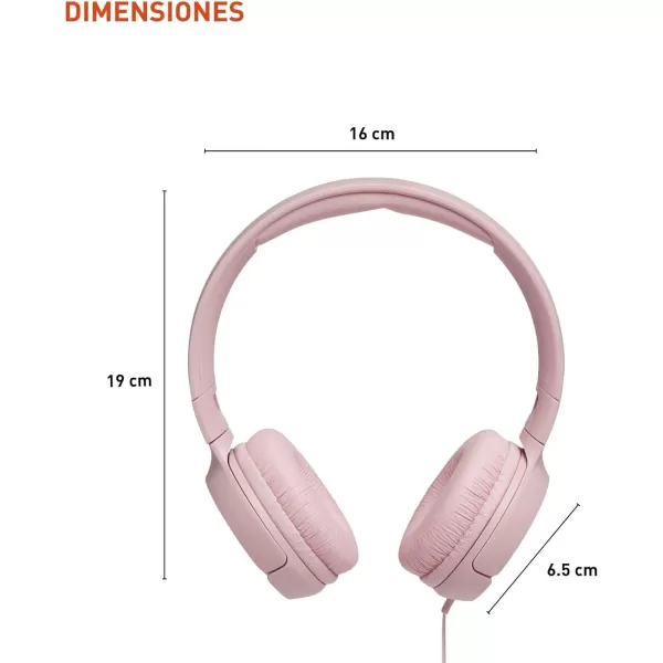 JBL Tune 500 - Wired on-ear headphones, JBL Pure Bass Sound, 1-button remote/mic, Tangle-free flat cable, Lightweight and foldable design, Ask Siri or Google Now 
