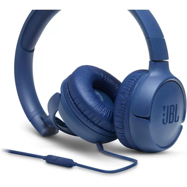 JBL Tune 500 - Wired on-ear headphones, JBL Pure Bass Sound, 1-button remote/mic, Tangle-free flat cable, Lightweight and foldable design, Ask Siri or Google Now 