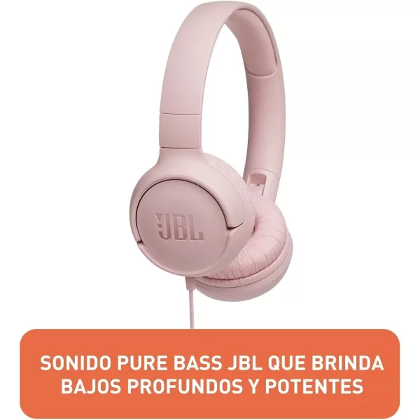 JBL Tune 500 - Wired on-ear headphones, JBL Pure Bass Sound, 1-button remote/mic, Tangle-free flat cable, Lightweight and foldable design, Ask Siri or Google Now 