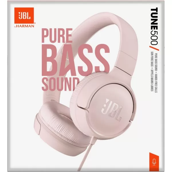 JBL Tune 500 - Wired on-ear headphones, JBL Pure Bass Sound, 1-button remote/mic, Tangle-free flat cable, Lightweight and foldable design, Ask Siri or Google Now 