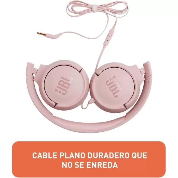 JBL Tune 500 - Wired on-ear headphones, JBL Pure Bass Sound, 1-button remote/mic, Tangle-free flat cable, Lightweight and foldable design, Ask Siri or Google Now 