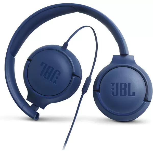 JBL Tune 500 - Wired on-ear headphones, JBL Pure Bass Sound, 1-button remote/mic, Tangle-free flat cable, Lightweight and foldable design, Ask Siri or Google Now 