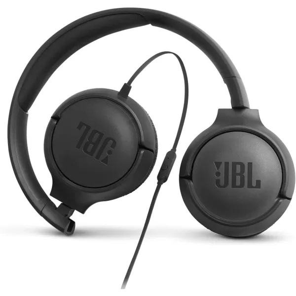 JBL Tune 500 - Wired on-ear headphones, JBL Pure Bass Sound, 1-button remote/mic, Tangle-free flat cable, Lightweight and foldable design, Ask Siri or Google Now 
