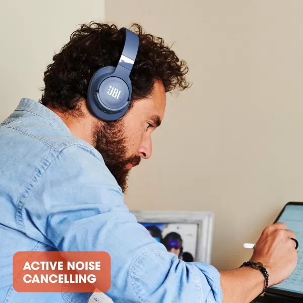 JBL Tune 760NC - Lightweight, Foldable Over-Ear Wireless Headphones with Active Noise Cancellation - Blue, Medium