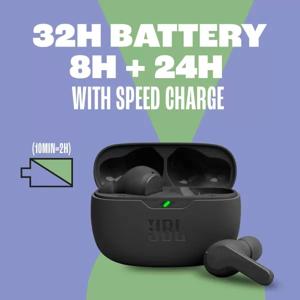 JBL Vibe Beam - True Wireless JBL Deep Bass Sound Earbuds, Bluetooth 5.2, Water &amp; Dust Resistant, Hands-free call with VoiceAware, Up to 32 hours of battery life 
