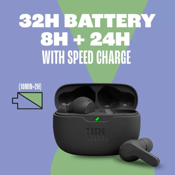 JBL Vibe Beam - True Wireless JBL Deep Bass Sound Earbuds, Bluetooth 5.2, Water &amp; Dust Resistant, Hands-free call with VoiceAware, Up to 32 hours of battery life 