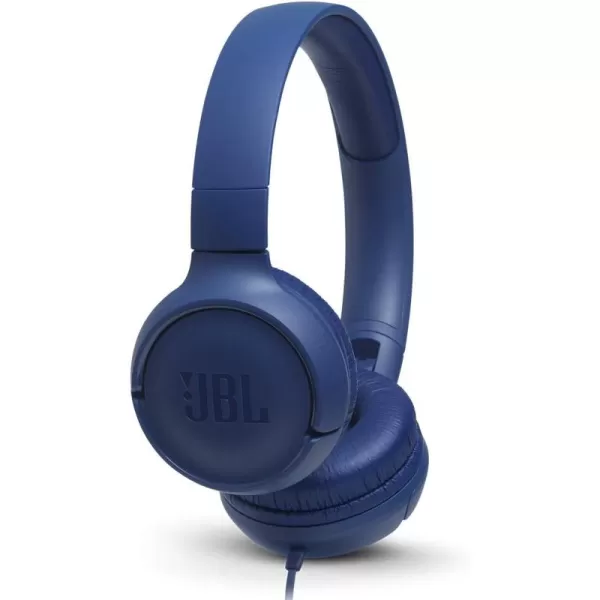 JBL Tune 500 - Wired on-ear headphones, JBL Pure Bass Sound, 1-button remote/mic, Tangle-free flat cable, Lightweight and foldable design, Ask Siri or Google Now 