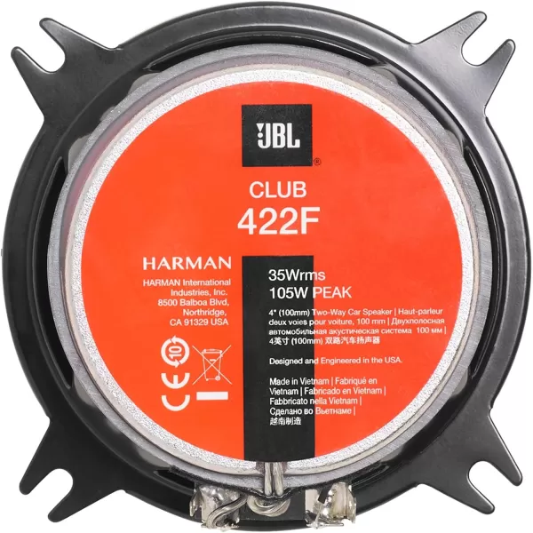 JBL Club 422F - 4", Two-way Component Speaker System , Black