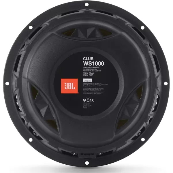 JBL Club WS1000 - 10” shallow mount subwoofer w/SSI™  switch from 2 to 4 ohm, Black