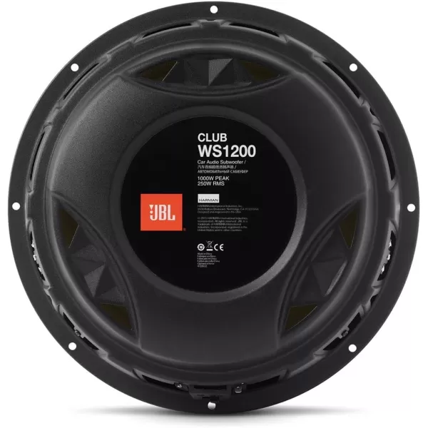 JBL Club WS1200 - 12” Shallow mount subwoofer w/SSI™  switch from 2 to 4 ohm
