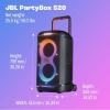imageJBL PartyBox 520  Portable BatteryPowered Party Speaker with AI Sound Boost Up to 15 Hours of Play time IPX4 Splash Proof MultiSpeaker Connection by Auracast and Telescopic Handle Black