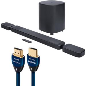 imageJBL Bar 1000MK2714 Channel soundbar System with Detachable Surround Speakers MultiBeam 30 Dolby Atmos and DTSX 480W RMS with 10quot Sub ampamp Works with Voice AssistantEnabled Speakers BlackSoundbar  HDMI Cable