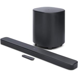 imageJBL Bar 500MK251 Channel soundbar System with Dolby Atmos MultiBeam 30 ampamp PureVoice 20 750W with 10quot Sub Easy Sound Calibration and Works with Voice AssistantEnabled Speakers Black