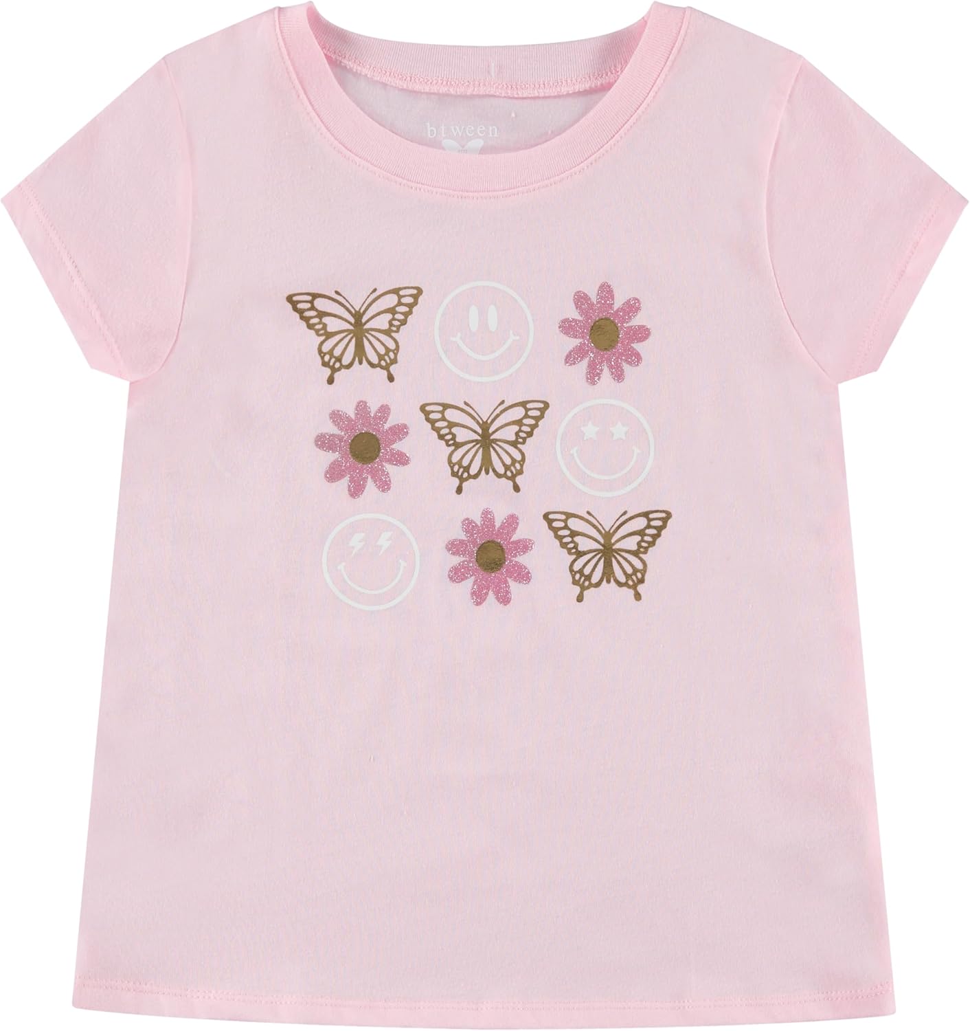 BTween Girls 4-Piece Summer Tops | Fashionable Short Sleeve T-Shirt | Casual Daily Shirt for Kids - Assorted Colors