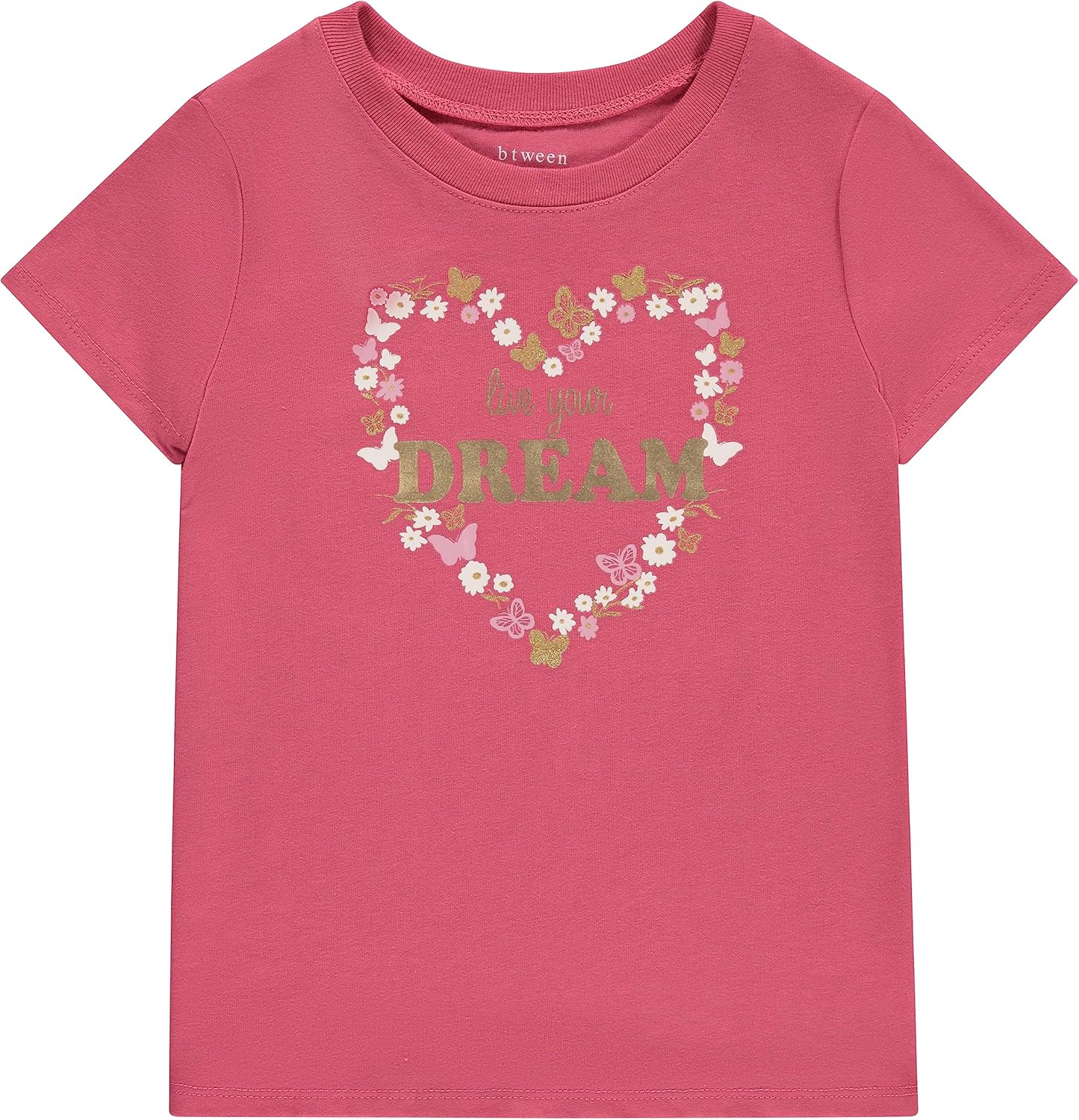BTween Girls 4-Piece Summer Tops | Fashionable Short Sleeve T-Shirt | Casual Daily Shirt for Kids - Assorted Colors