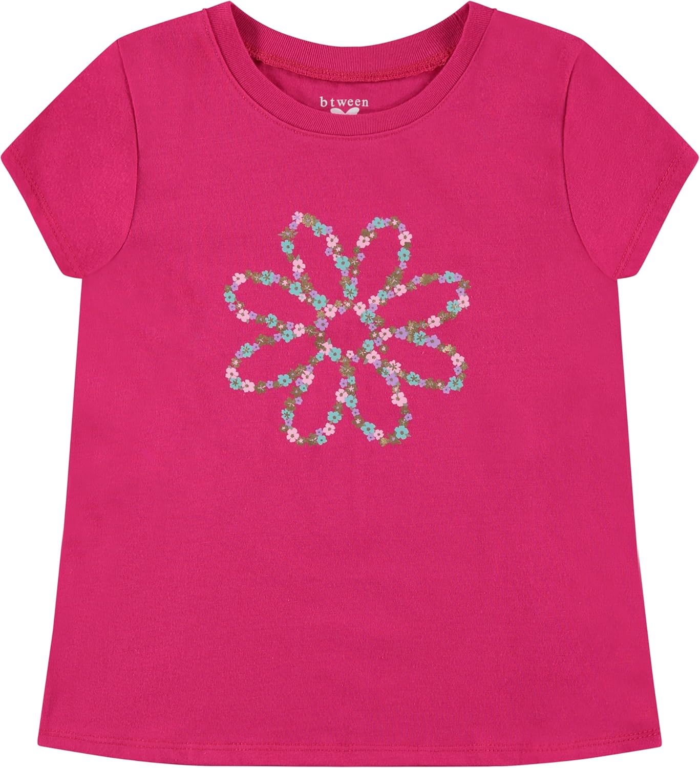 BTween Girls 4-Piece Summer Tops | Fashionable Short Sleeve T-Shirt | Casual Daily Shirt for Kids - Assorted Colors