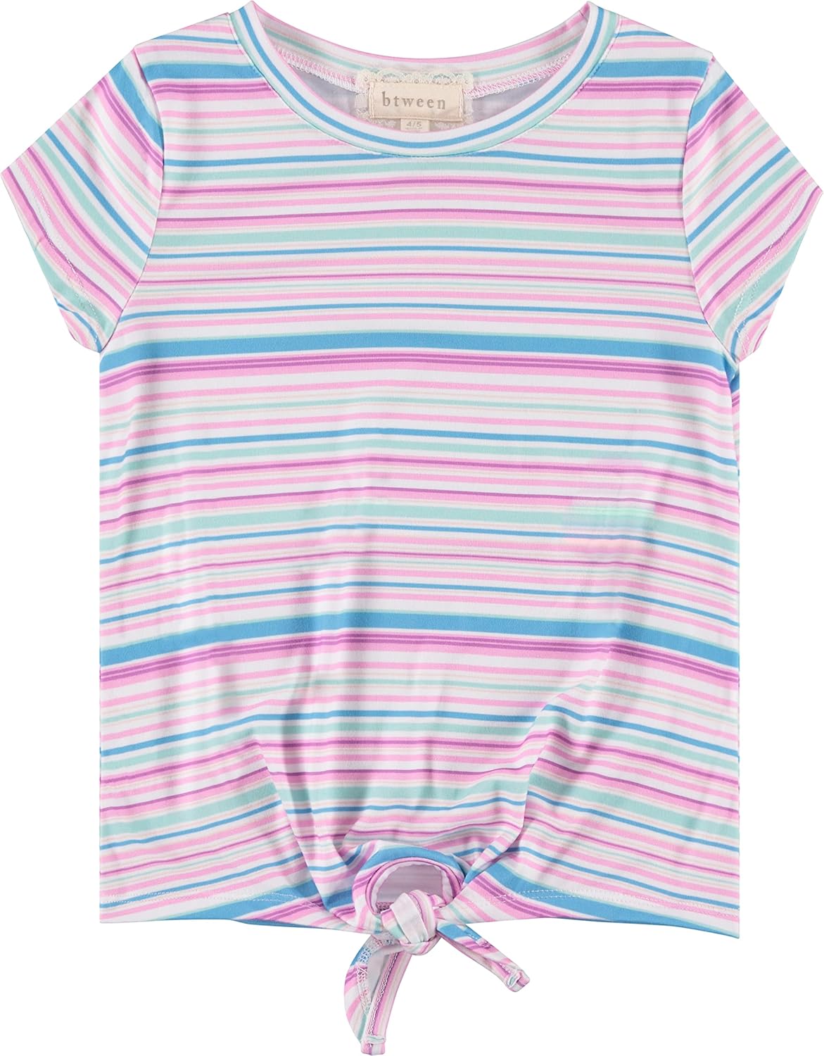 BTween Girls 4pc Fashion Tops, Short Sleeve T-Shirt, Casual Daily Shirt for Kids - Assorted Colors