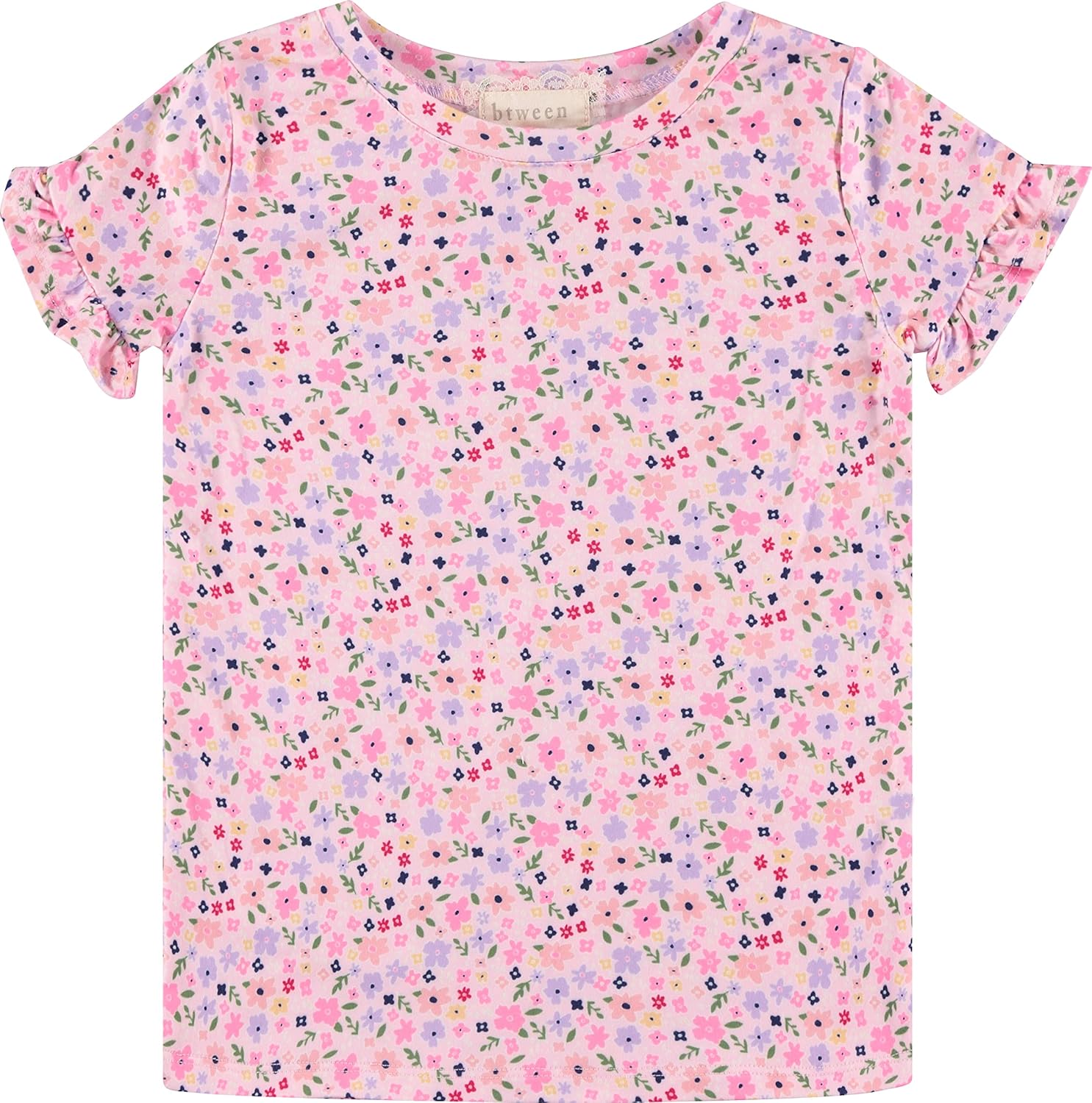 BTween Girls 4pc Fashion Tops, Short Sleeve T-Shirt, Casual Daily Shirt for Kids - Assorted Colors