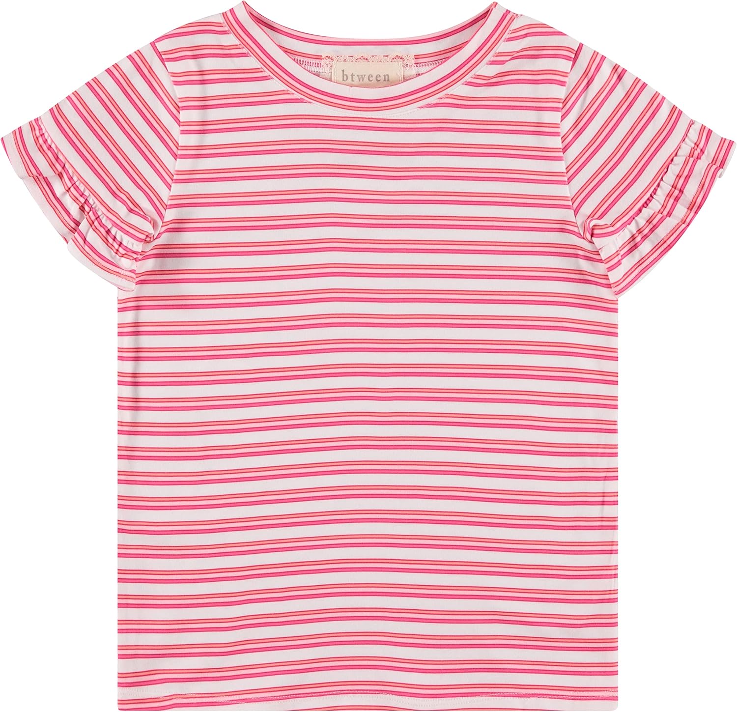 BTween Girls 4pc Fashion Tops, Short Sleeve T-Shirt, Casual Daily Shirt for Kids - Assorted Colors