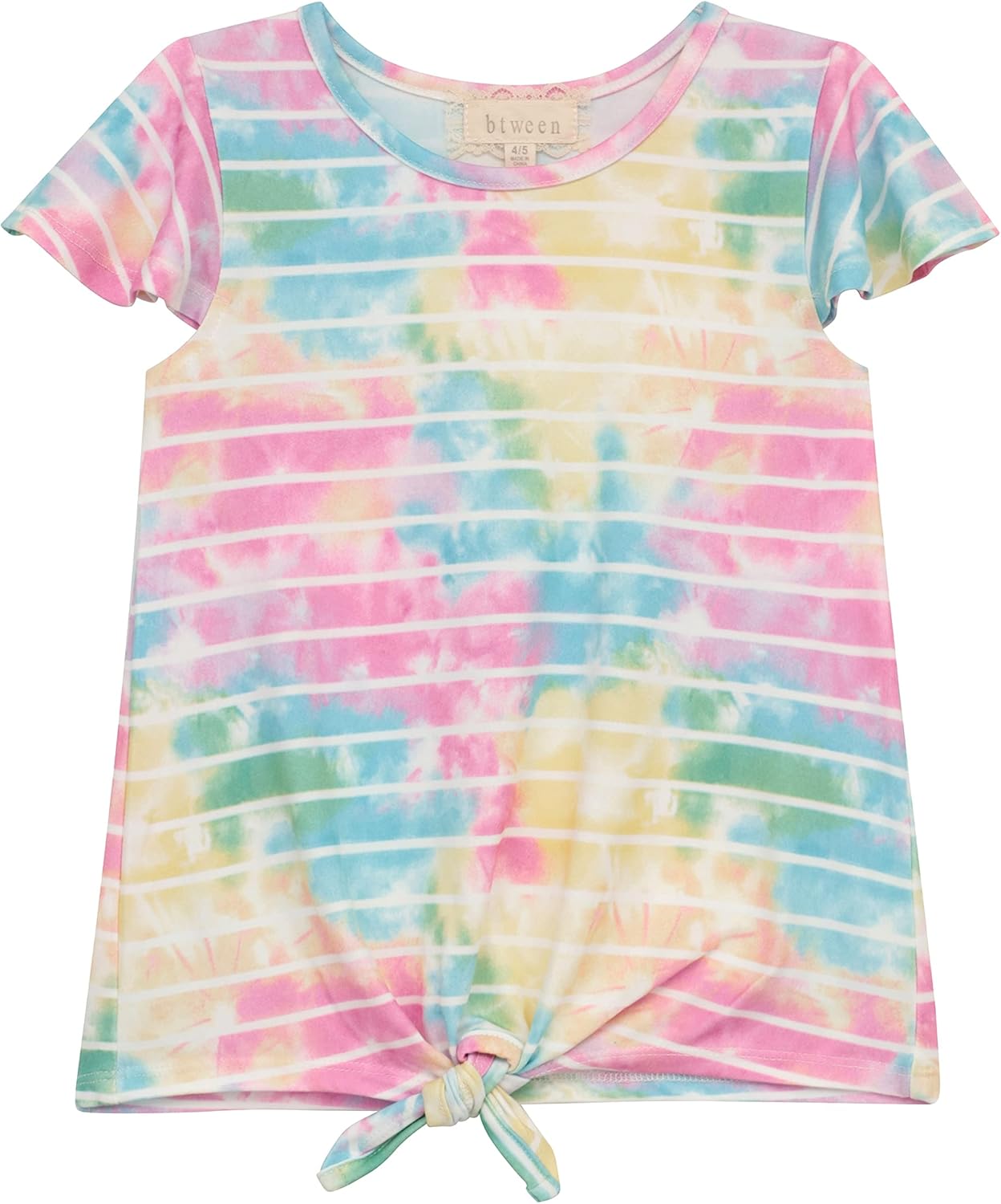 BTween Girls 4pc Fashion Tops, Short Sleeve T-Shirt, Casual Daily Shirt for Kids - Assorted Colors