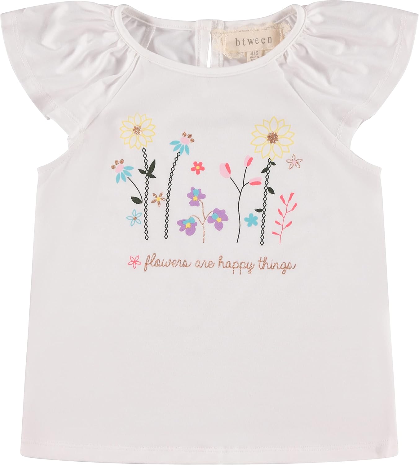 BTween Girls 4pc Fashion Tops, Short Sleeve T-Shirt, Casual Daily Shirt for Kids - Assorted Colors