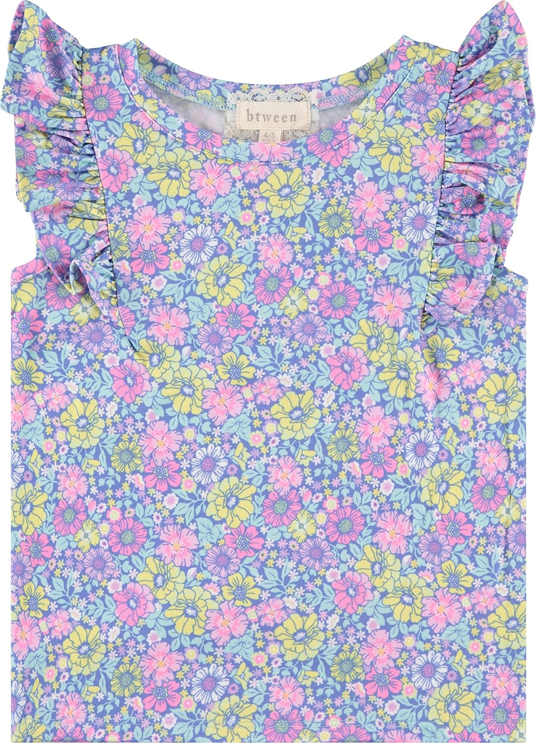 BTween Girls 4pc Fashion Tops, Short Sleeve T-Shirt, Casual Daily Shirt for Kids - Assorted Colors