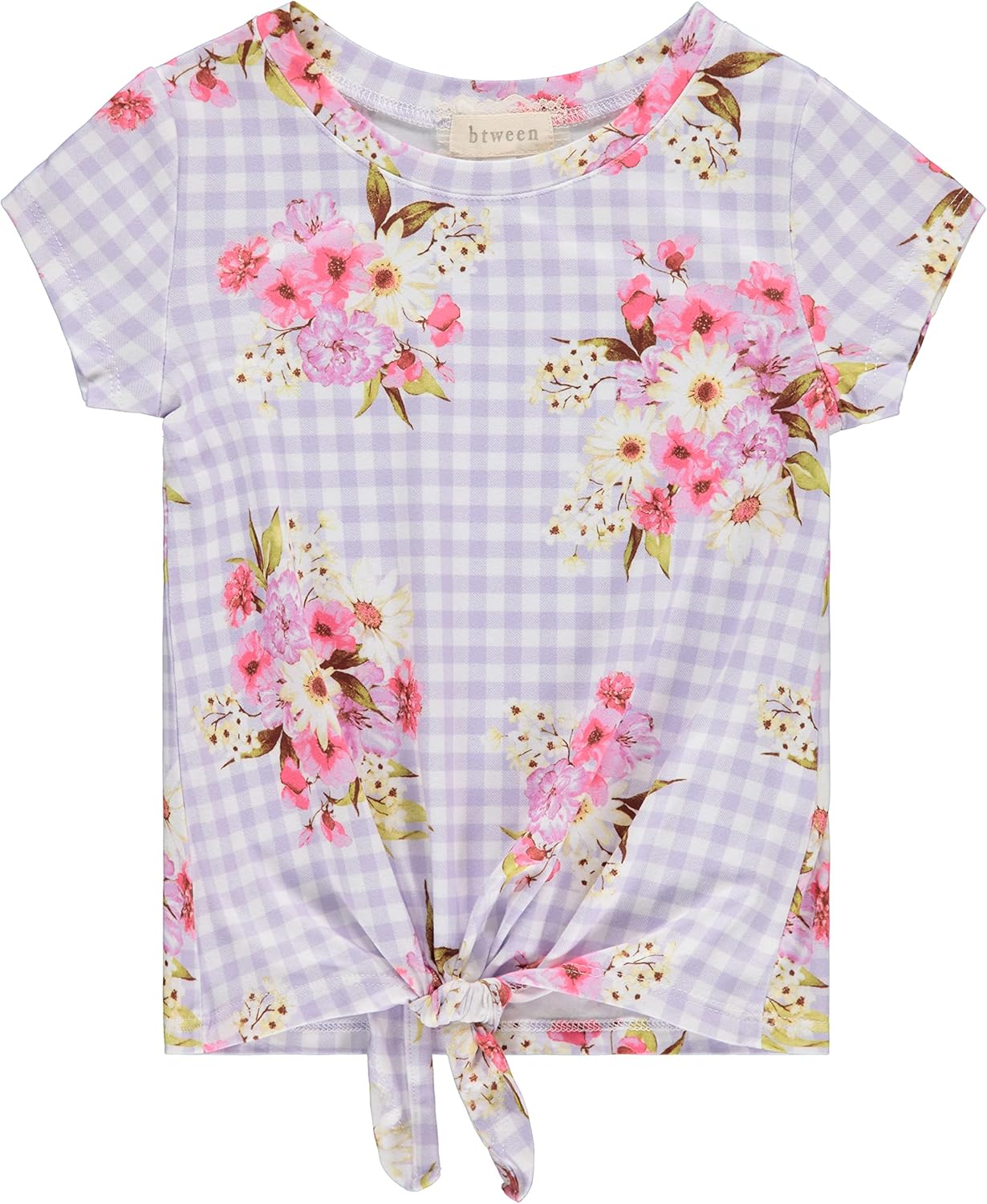 BTween Girls 4pc Fashion Tops, Short Sleeve T-Shirt, Casual Daily Shirt for Kids - Assorted Colors