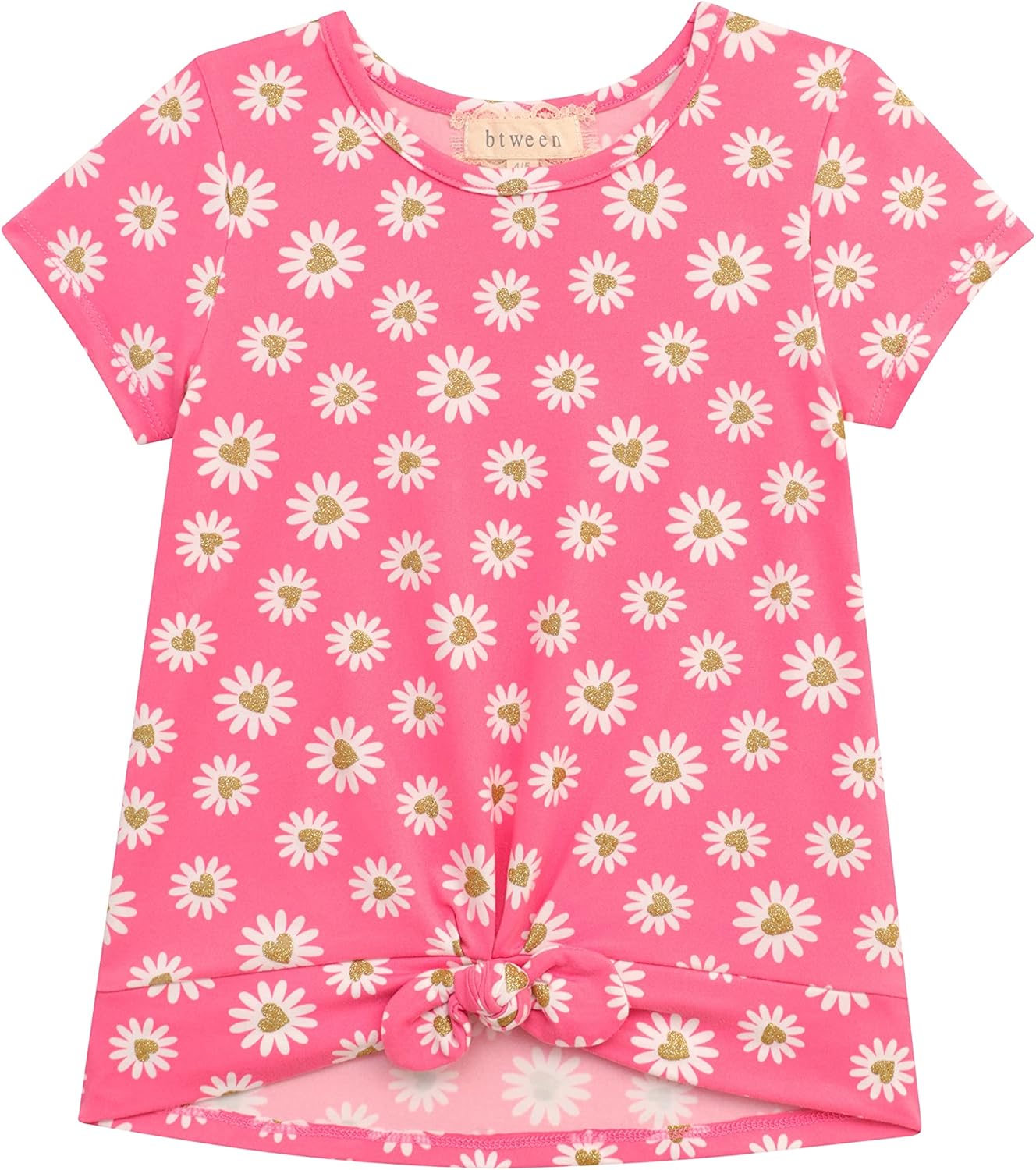 BTween Girls 4pc Fashion Tops, Short Sleeve T-Shirt, Casual Daily Shirt for Kids - Assorted Colors