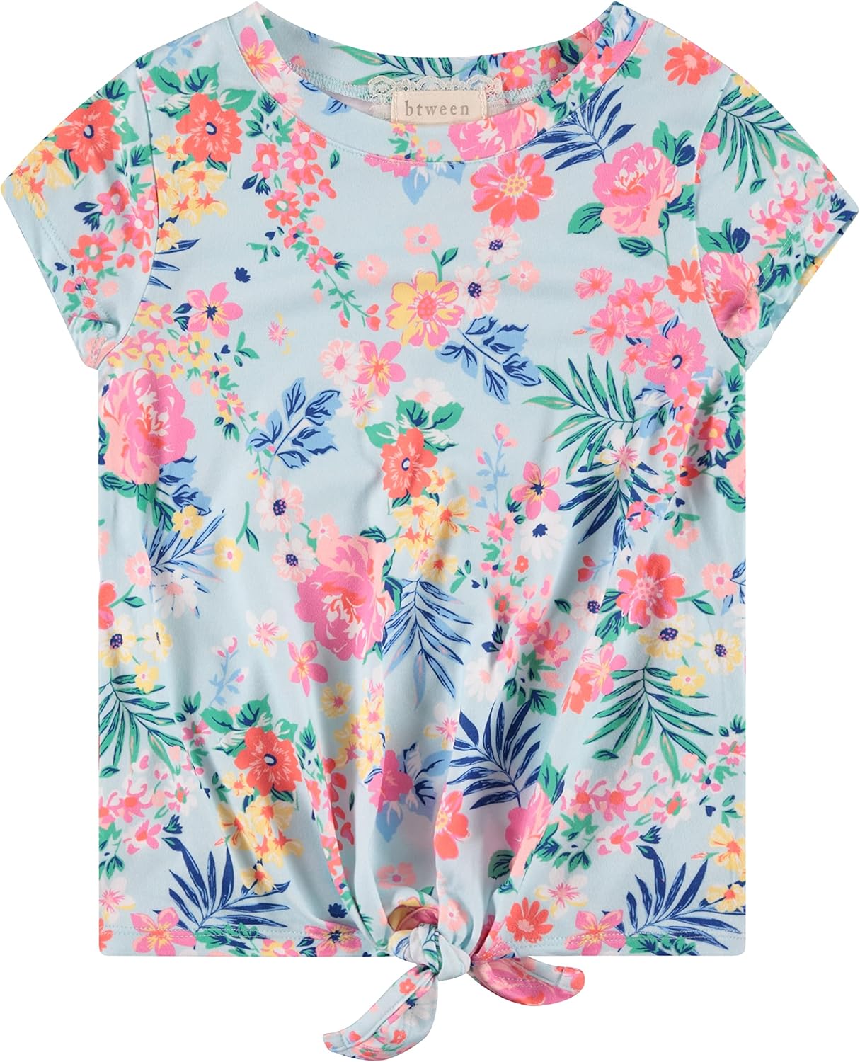 BTween Girls 4pc Fashion Tops, Short Sleeve T-Shirt, Casual Daily Shirt for Kids - Assorted Colors
