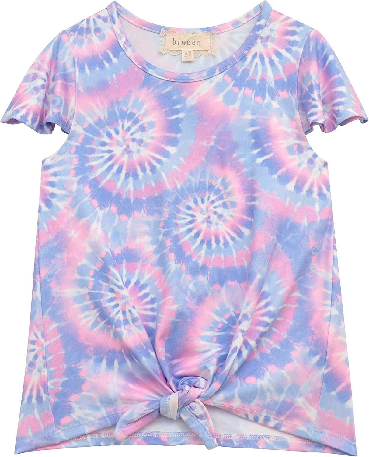 BTween Girls 4pc Fashion Tops, Short Sleeve T-Shirt, Casual Daily Shirt for Kids - Assorted Colors