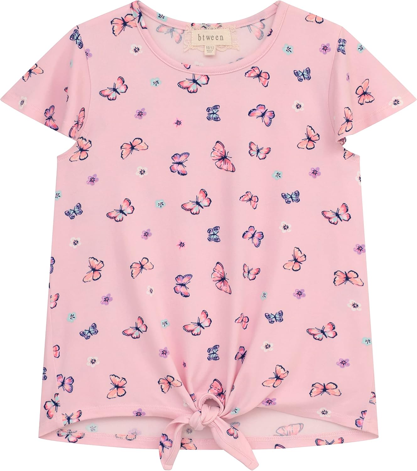 BTween Girls 4pc Fashion Tops, Short Sleeve T-Shirt, Casual Daily Shirt for Kids - Assorted Colors