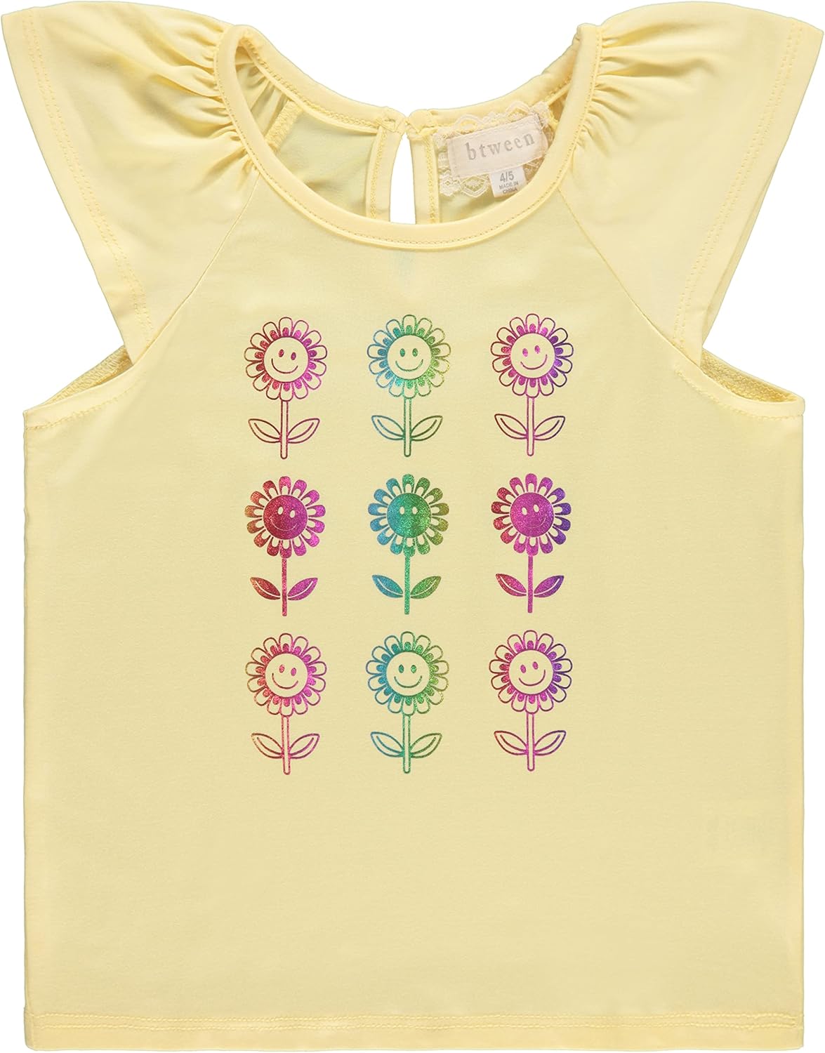 BTween Girls 4pc Fashion Tops, Short Sleeve T-Shirt, Casual Daily Shirt for Kids - Assorted Colors