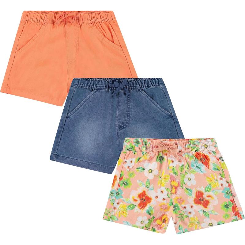 BTween 3-Pack Multicolor Lightweight Woven Shorts for Girls | Cotton Blend | Sizes 4-16 - Ultimate Fun for Everyday Wear