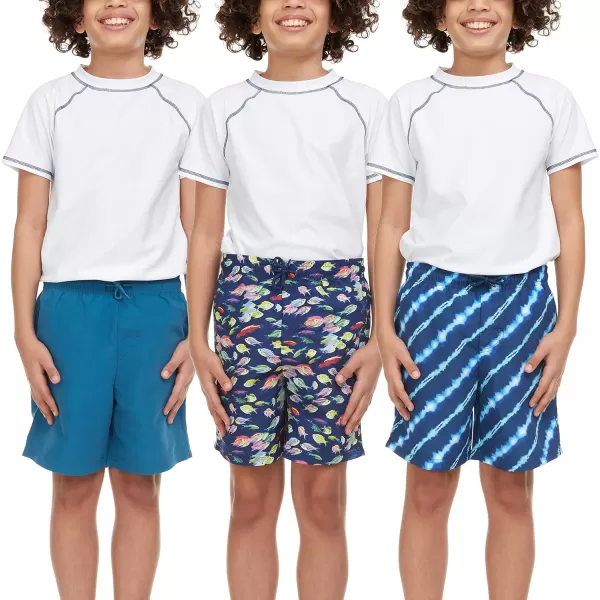 2 or 3-Pack Boys Swim Trunks, Kids Quick Dry Swimming Shorts with Liner - Solid/Printed Swimwear