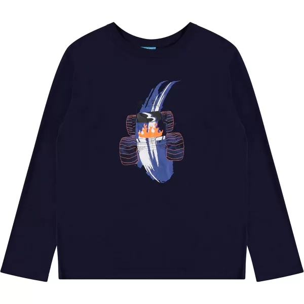 4-Pack Long Sleeve Shirts for Boys, Kids Cotton Blend Plain/Printed Tshirts, Full Sleeved Crewneck Tees