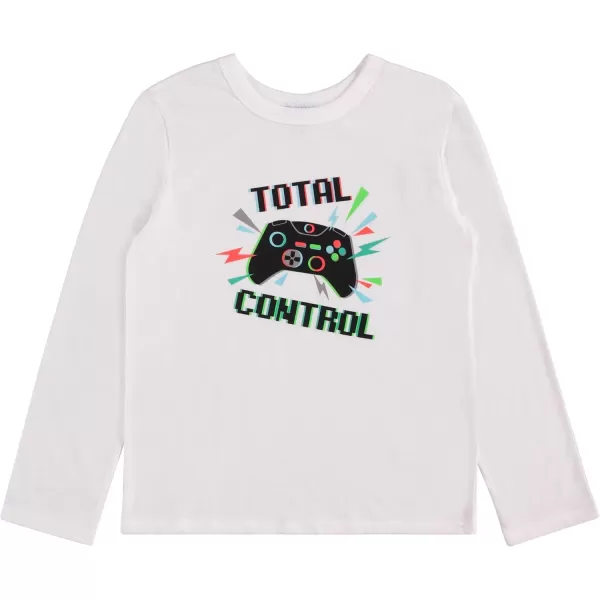 4-Pack Long Sleeve Shirts for Boys, Kids Cotton Blend Plain/Printed Tshirts, Full Sleeved Crewneck Tees