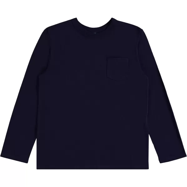 4-Pack Long Sleeve Shirts for Boys, Kids Cotton Blend Plain/Printed Tshirts, Full Sleeved Crewneck Tees