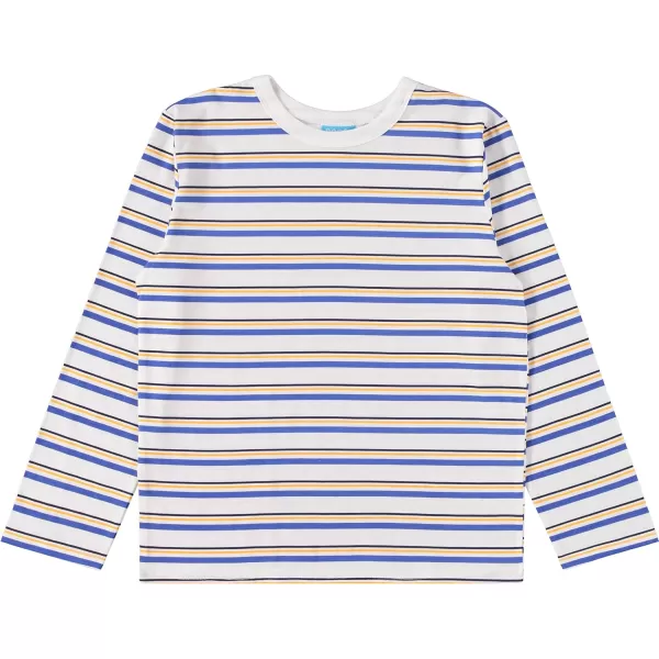 4-Pack Long Sleeve Shirts for Boys, Kids Cotton Blend Plain/Printed Tshirts, Full Sleeved Crewneck Tees