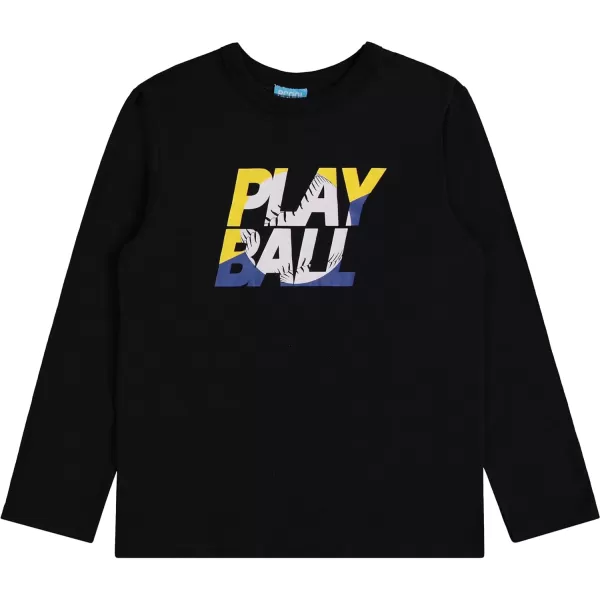 4-Pack Long Sleeve Shirts for Boys, Kids Cotton Blend Plain/Printed Tshirts, Full Sleeved Crewneck Tees