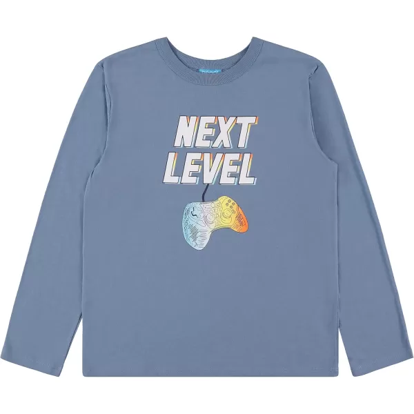 4-Pack Long Sleeve Shirts for Boys, Kids Cotton Blend Plain/Printed Tshirts, Full Sleeved Crewneck Tees