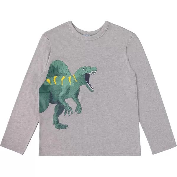 4-Pack Long Sleeve Shirts for Boys, Kids Cotton Blend Plain/Printed Tshirts, Full Sleeved Crewneck Tees