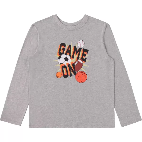 4-Pack Long Sleeve Shirts for Boys, Kids Cotton Blend Plain/Printed Tshirts, Full Sleeved Crewneck Tees