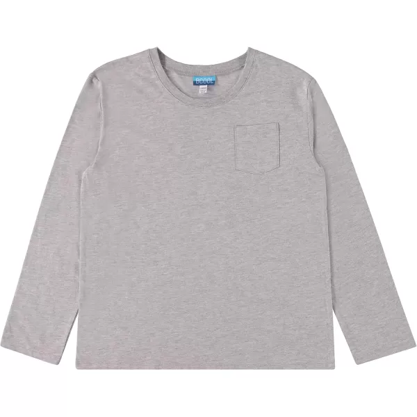 4-Pack Long Sleeve Shirts for Boys, Kids Cotton Blend Plain/Printed Tshirts, Full Sleeved Crewneck Tees