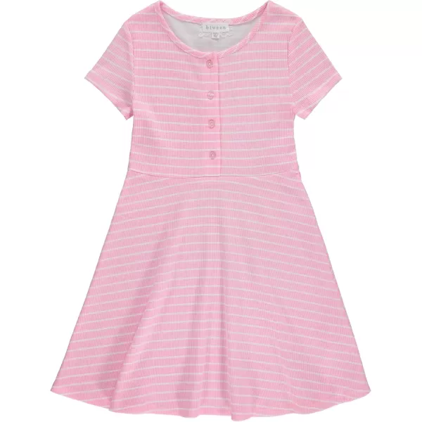 BTween 3-PC Girls Summer Dress Set - Short Sleeve Casual Skater Dresses with Stripe &amp; Floral Print